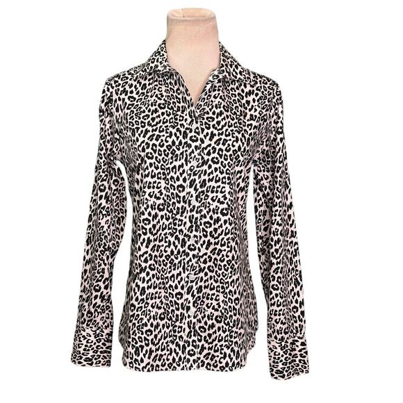 Land’s End animal print long sleeves buttoned blouse size 2 - Picture 1 of 11